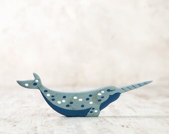 Handcrafted Wooden Narwhal Toy – Engaging, Eco-Friendly Fun for Kids - Arctic Animals