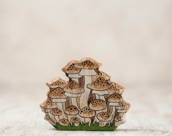 Handmade Wooden Honey Fungus Toy - Nature-Inspired Woodland Play Figurine - Unique Children's Gift