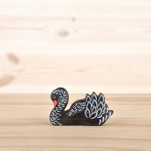 Handcrafted Wooden Black Swan Toy - Eco-friendly Artisan Gift for Kids and Collectors
