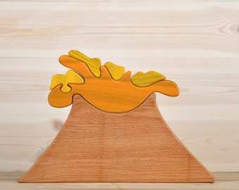 Wooden Volcano toy Volcano Puzzle Perfect for dinosaurs space Waldorf toy Perfect for toddler