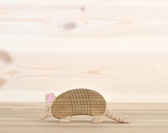 Wooden Armadillo figurine Tatou Wild animal figure Forest Animal Toy Waldorf wooden figurines