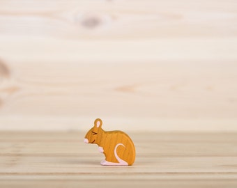Wooden Mouse Toy Barnyard animal figurines Mice figurine Garden animals