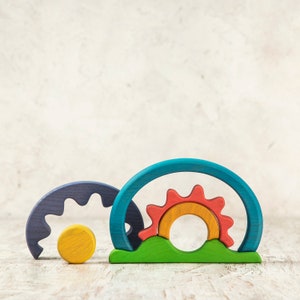 Wooden Sun Rise Stacker: 6-element Nature-inspired Toy for Kids 3+ - Etsy