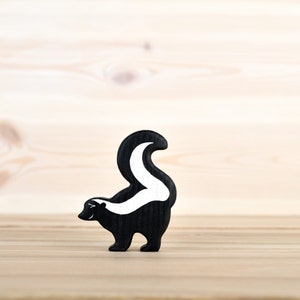 Wooden Skunk Toy: Waldorf Forest Animal Figurine