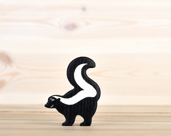 Wooden toy Skunk figurine Wild animals Wildlife animals Forest Animal Toy Waldorf wooden figurines