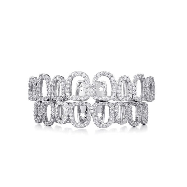 Full Set Fully Iced VVS Moissanite Grillz,8 Top & 8 Bottom Moissanite Grillz,custom Hip Hop