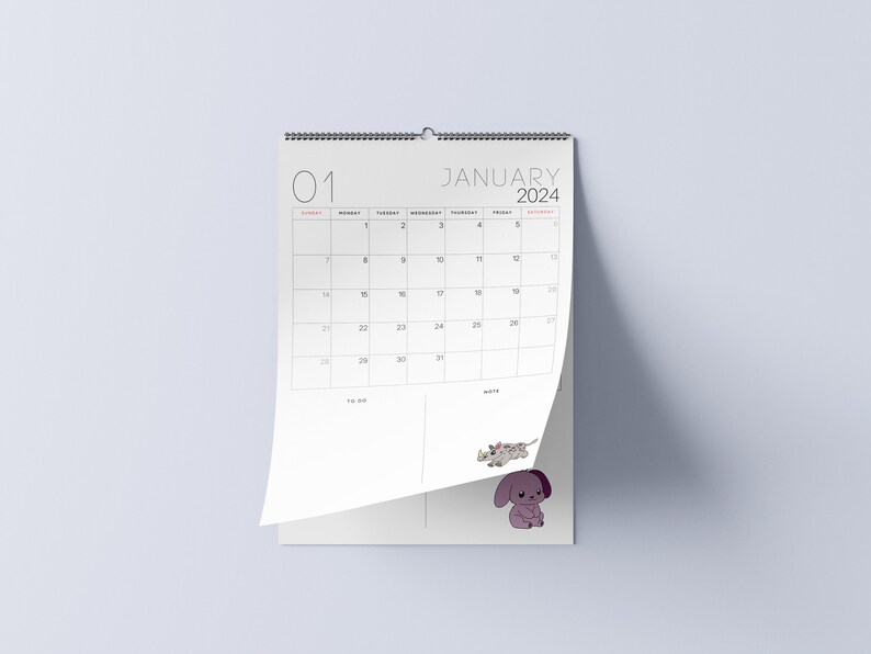 Cute Animal Design Printable 2024 Calendar Minimalist Monthly - Etsy