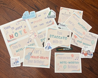 Muted color boho themed Teacher Cards for Students with music puns