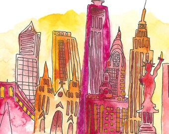 New York Skyline Watercolor (Digital)