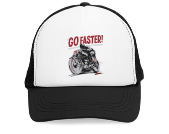 Motorcykelhatt / Truckerkeps / Hattar / Kepsar / Basebollkeps / Presentidé för hatt / Motorcykelpresentidé, Go Faster-hatt, Cafe Moto-hattar, Harley-hattar
