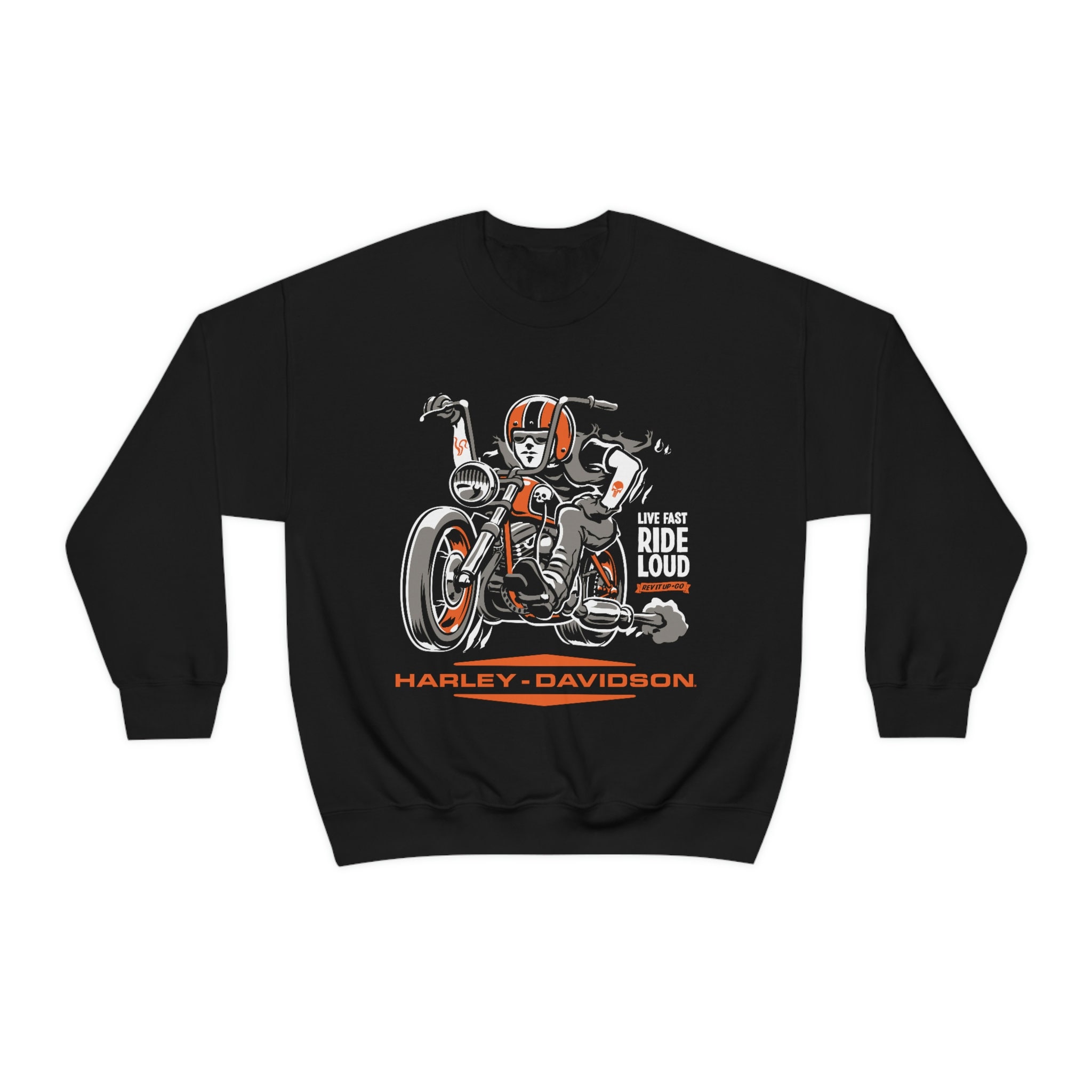 Sweat-shirt Harley-Davidson Femme - Motif Brodé, Couleur Noir, Col Rond, Neuf Avec étiquettes, 50% Coton 50% Polyester
