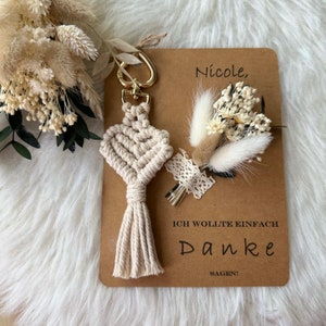 Thank you gift card with keychain, macrame, best friends, favorite person, greeting card, thank you gift