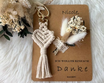 Thank you gift card with keychain, macrame, best friends, favorite person, greeting card, thank you gift