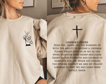 Lineman Gift, Unisex Lineman Prayer Sweatshirt, Lineman Wife Gift, Gift for Lineman, Lineman Prayer Shirt