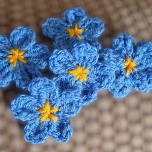 Crocheted Forget Me Not  Pin badge