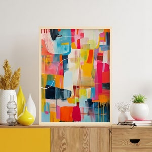 Großer bunter abstrakter Druck - Moderne Dekoration Wandkunst - Mehrfarbige Malerei - Lebendiges digitales Kunstwerk - Abstrakte moderne Kunst im Großformat