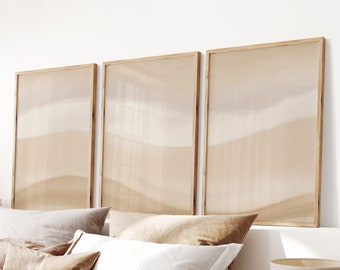 Beige Abstract Gallery Wall Art Set of 3 Simple Neutral Nordic Prints Simple Abstract Art Modern Minimalist Abstract Art Modern Minimal Art