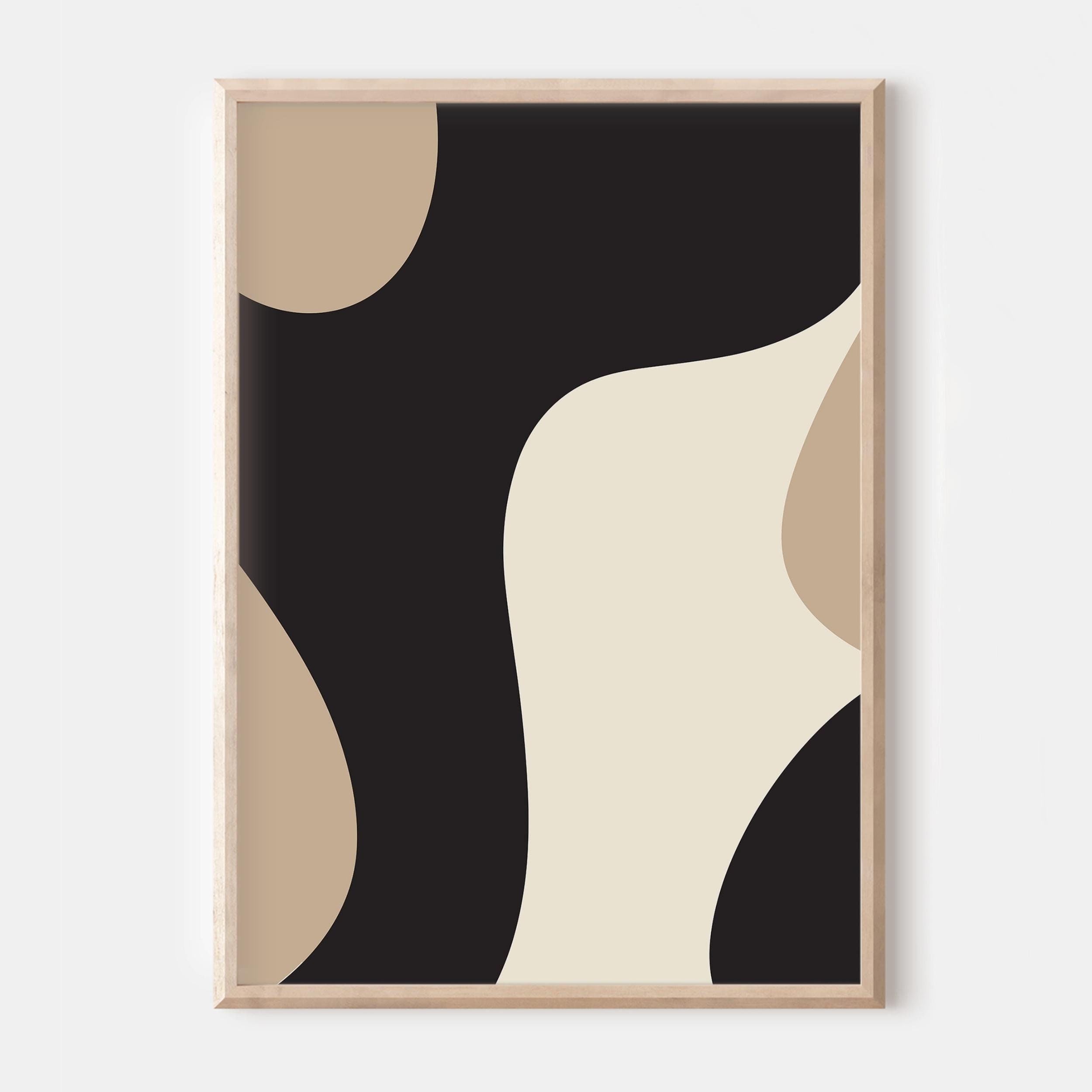 Modern Neutral Gallery Wall Art Set of 3 Black and Beige Abstract Art ...
