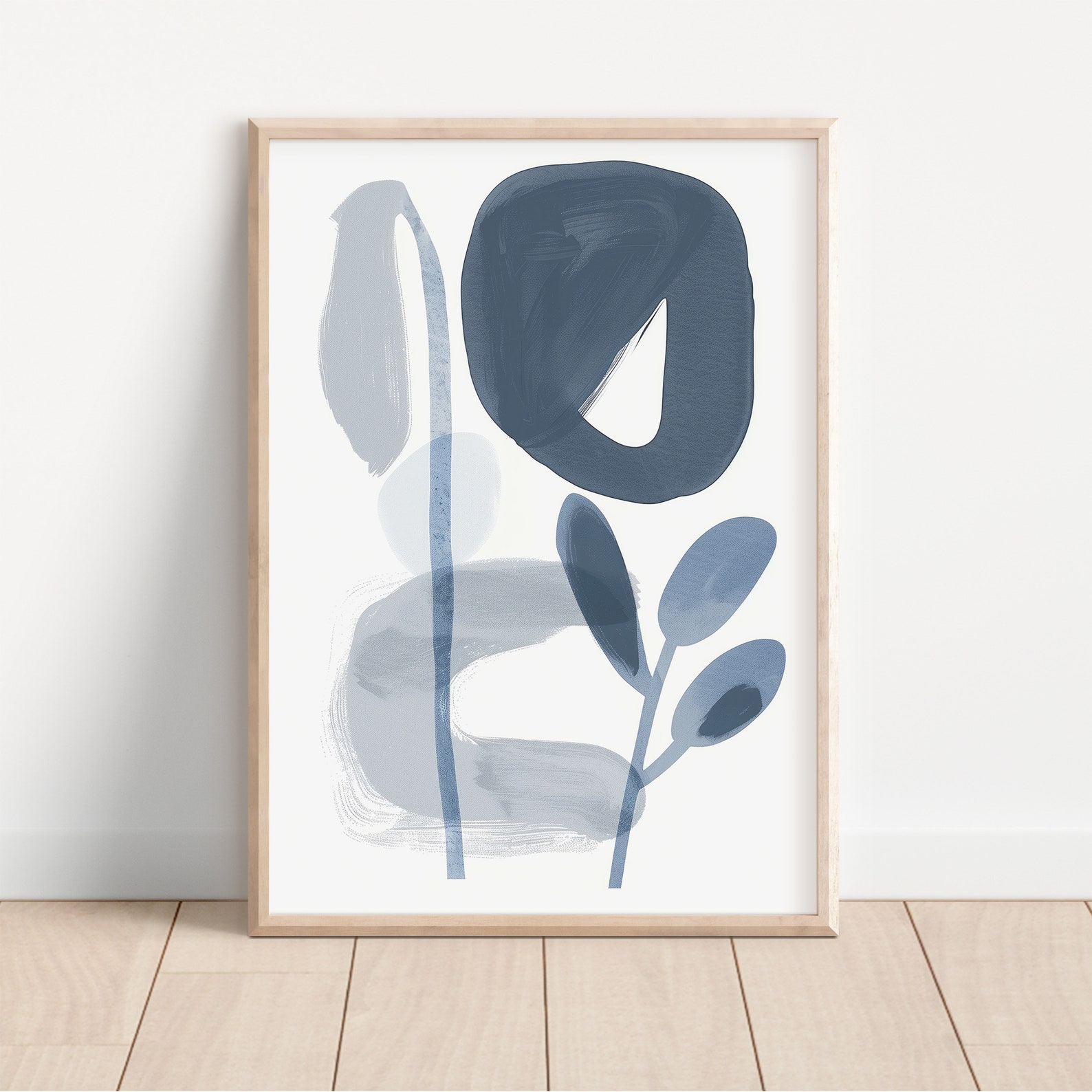 Set of 3 White Blue Wall Art Prints, Abstract Matisse Art Print, Blue ...