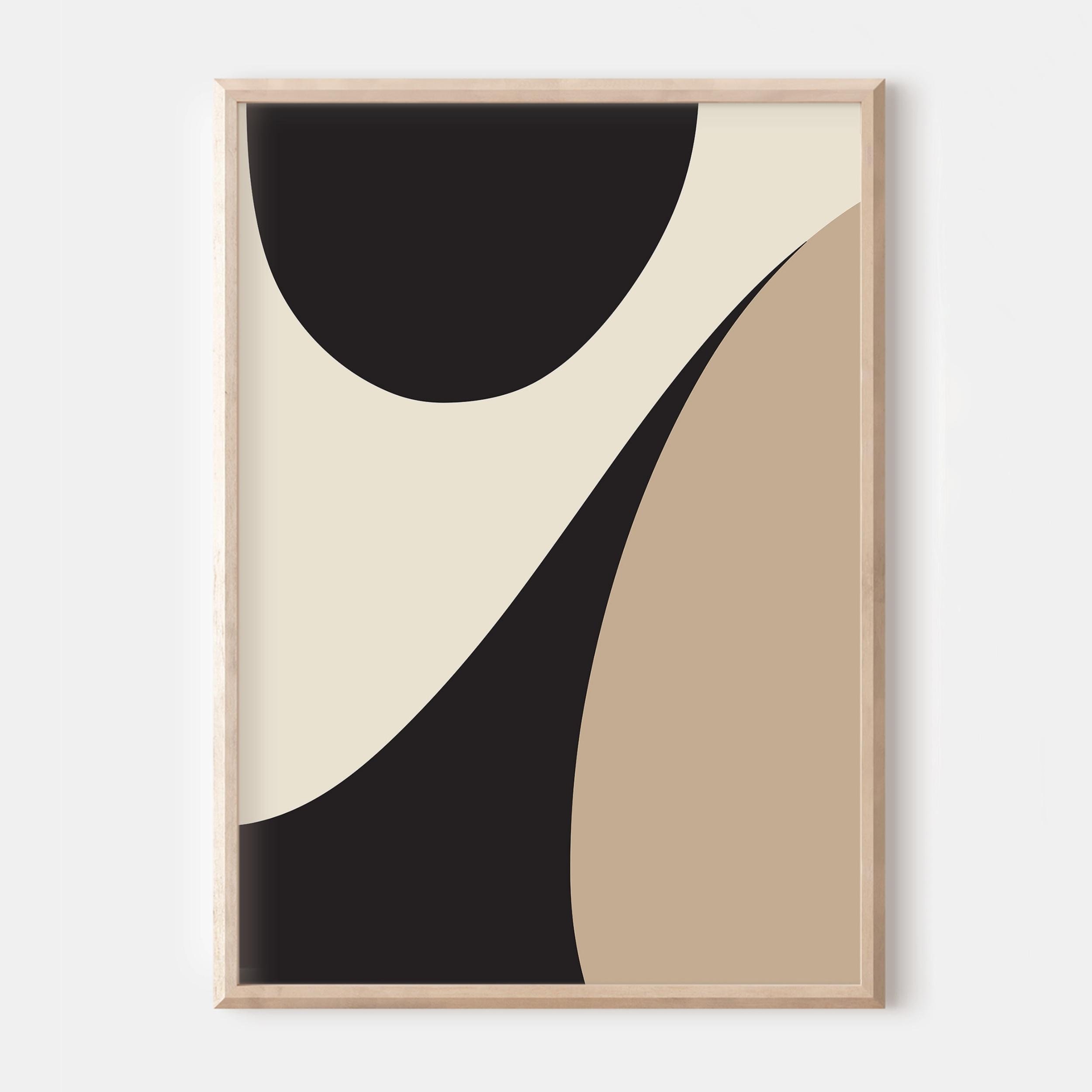 Modern Neutral Gallery Wall Art Set of 3 Black and Beige Abstract Art ...