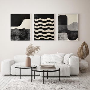Set of 3 Modern Neutral Abstract Gallery Wall Neutral Nordic Prints ...