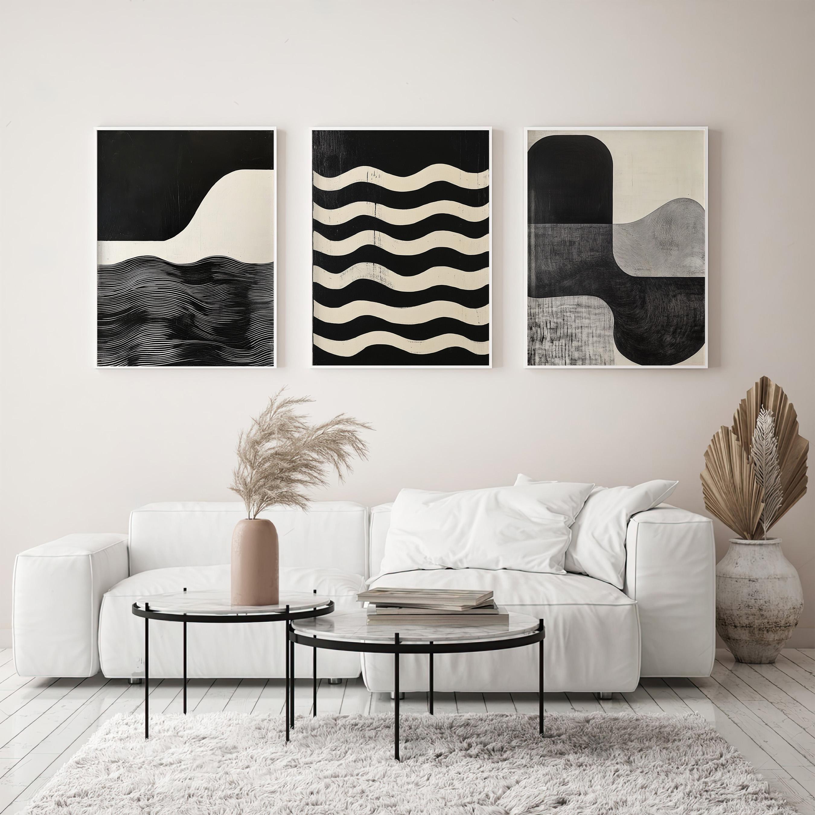 Set of 3 Modern Neutral Abstract Gallery Wall Neutral Nordic Prints ...