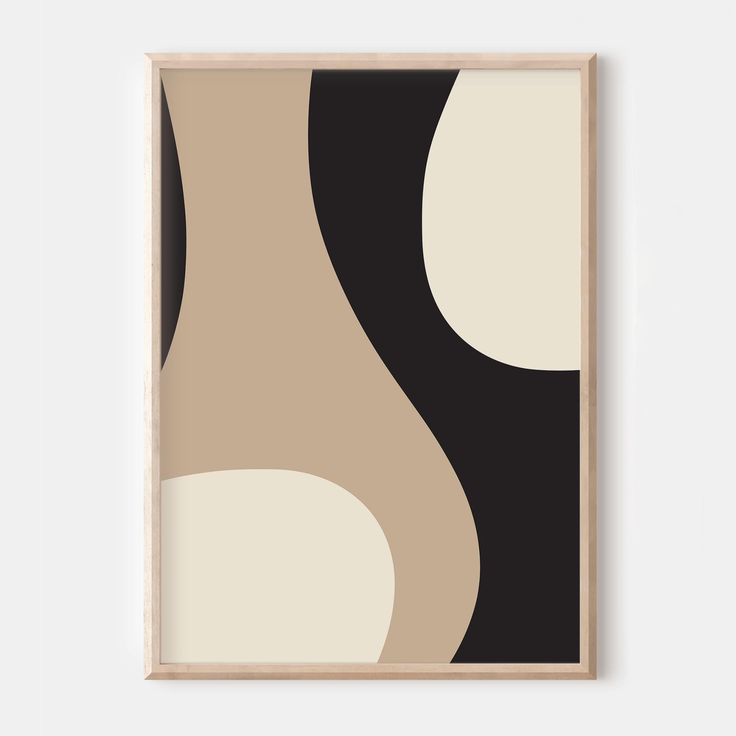 Modern Neutral Gallery Wall Art Set of 3 Black and Beige Abstract Art ...