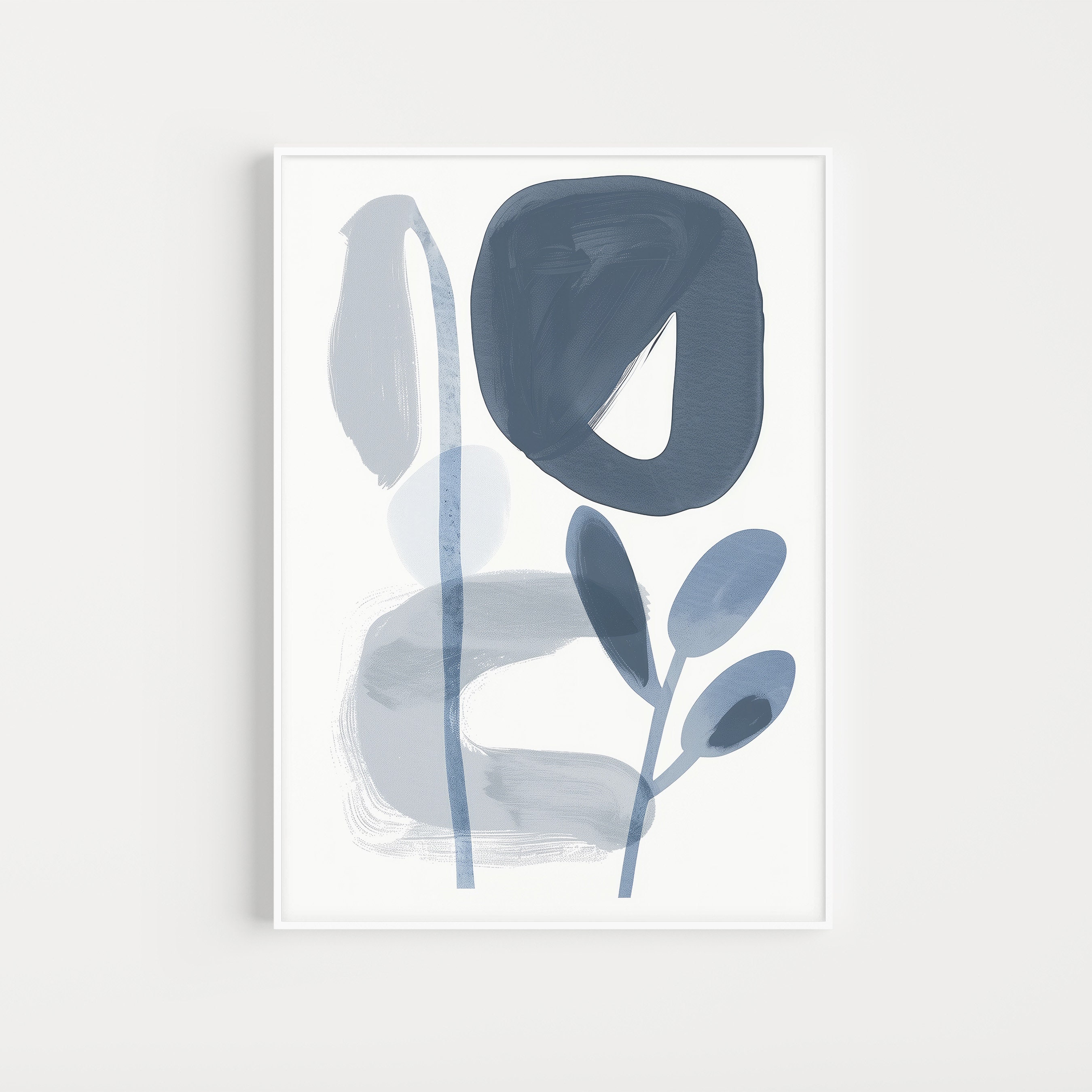 White Blue Wall Art Print, Abstract Matisse Art Printable, Blue Gray ...