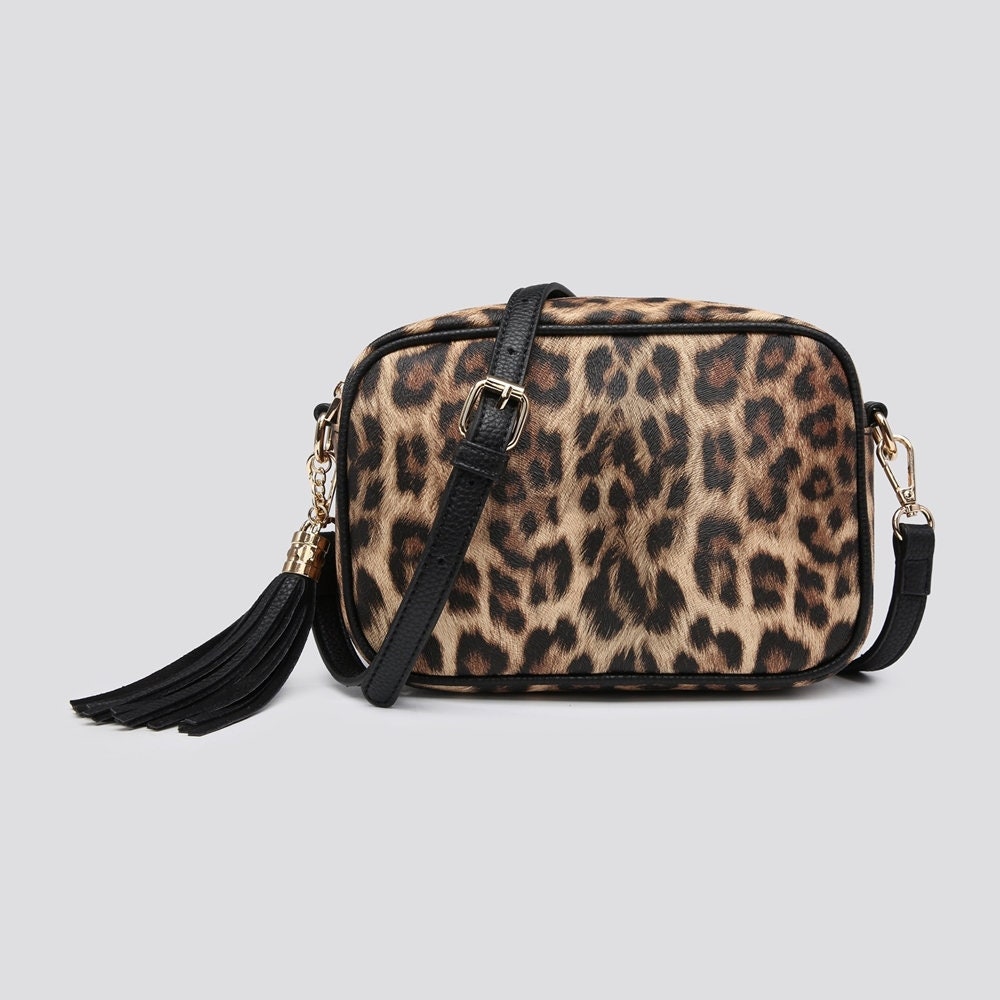 Animal Print/crossbody/camera Faux Leather Bag With Interchangeable Strap & Gold Tone Hardware