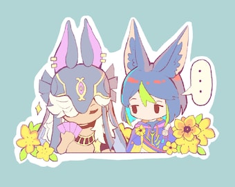 Tighnari and Cyno Holographic Genshin sticker