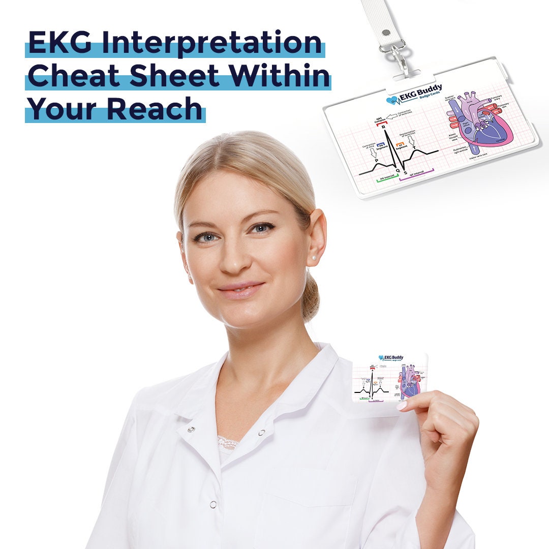 EKG Buddy Badge 4 Card Set Doubled Sided ECG Interpretation Guide