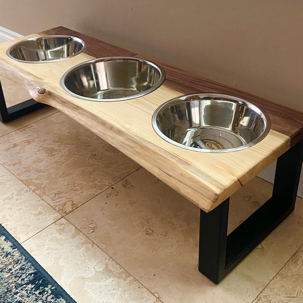 Wood Dog Bowl Stand Etsy