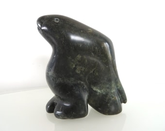 Canadian Inuit Eskimo Soapstone Steatite Carving statue