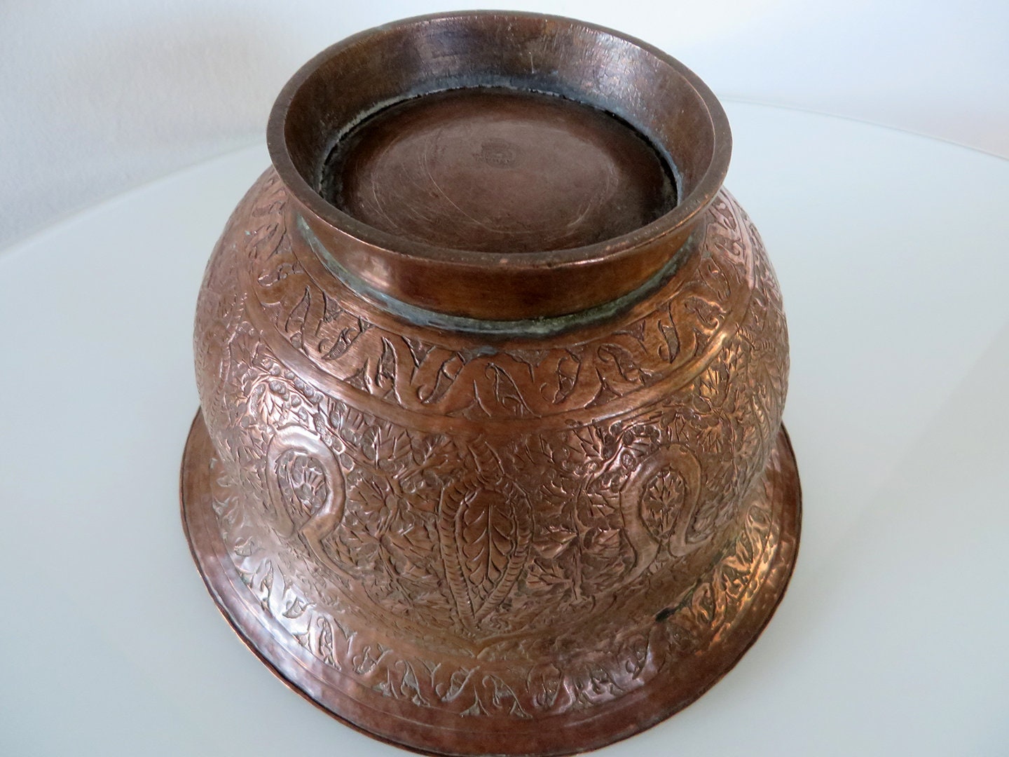 Antique Copper Kashmiri Pot, Handcrafted and Finely Engraved