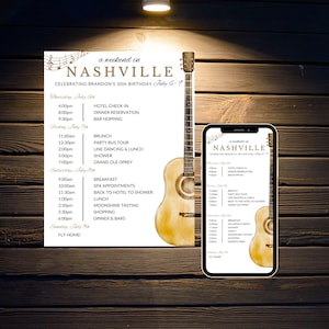 Nashville Bachelorette Itinerary Template | Bachelorette Party Invitation | Digital Itinerary Template | Instant Download Itinerary Template