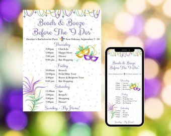 New Orleans Travel Itinerary | Digital Party Invitation (Instant Download)