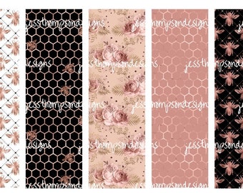 Rose Gold Bees Pen Wrap for Epoxy/Crystalac Glittered InkJoy Pens or Sublimation Pens/ PNG/JPG/Digital File/Instant Download
