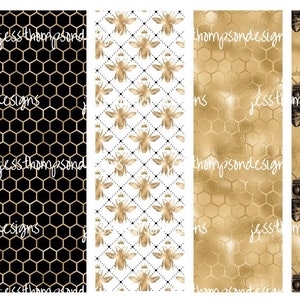 Golden Bees Pen Wrap for Epoxy/Crystalac Glittered InkJoy Pens or Sublimation Pens/ PNG/JPG/Digital File/Instant Download
