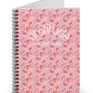 Journal Notebook Best Gift Pink Leaves Botanical Nature Notebook Ruled Line Journal Diary Stationery Gratitude attitude Floral Notebook