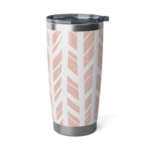 Peach Herringbone Beverage Tumbler 20oz Stainless Steel Best Gift Dad Mom Husband Wife Brother Sister Best Friend Co-worker Teacher Neighbor