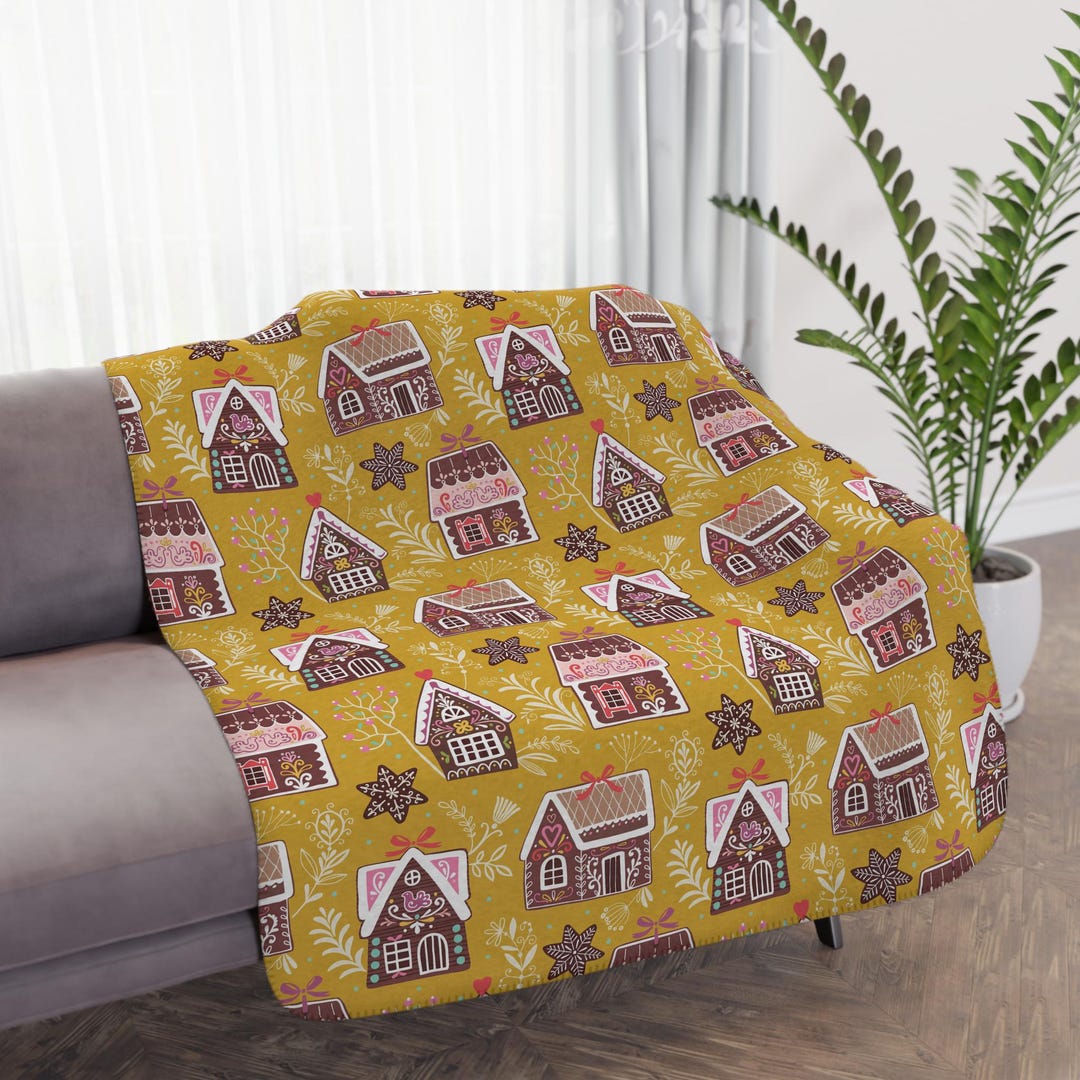 Gingerbread House Sherpa Throw Blanket, Cozy Holiday Winter Decor - Etsy