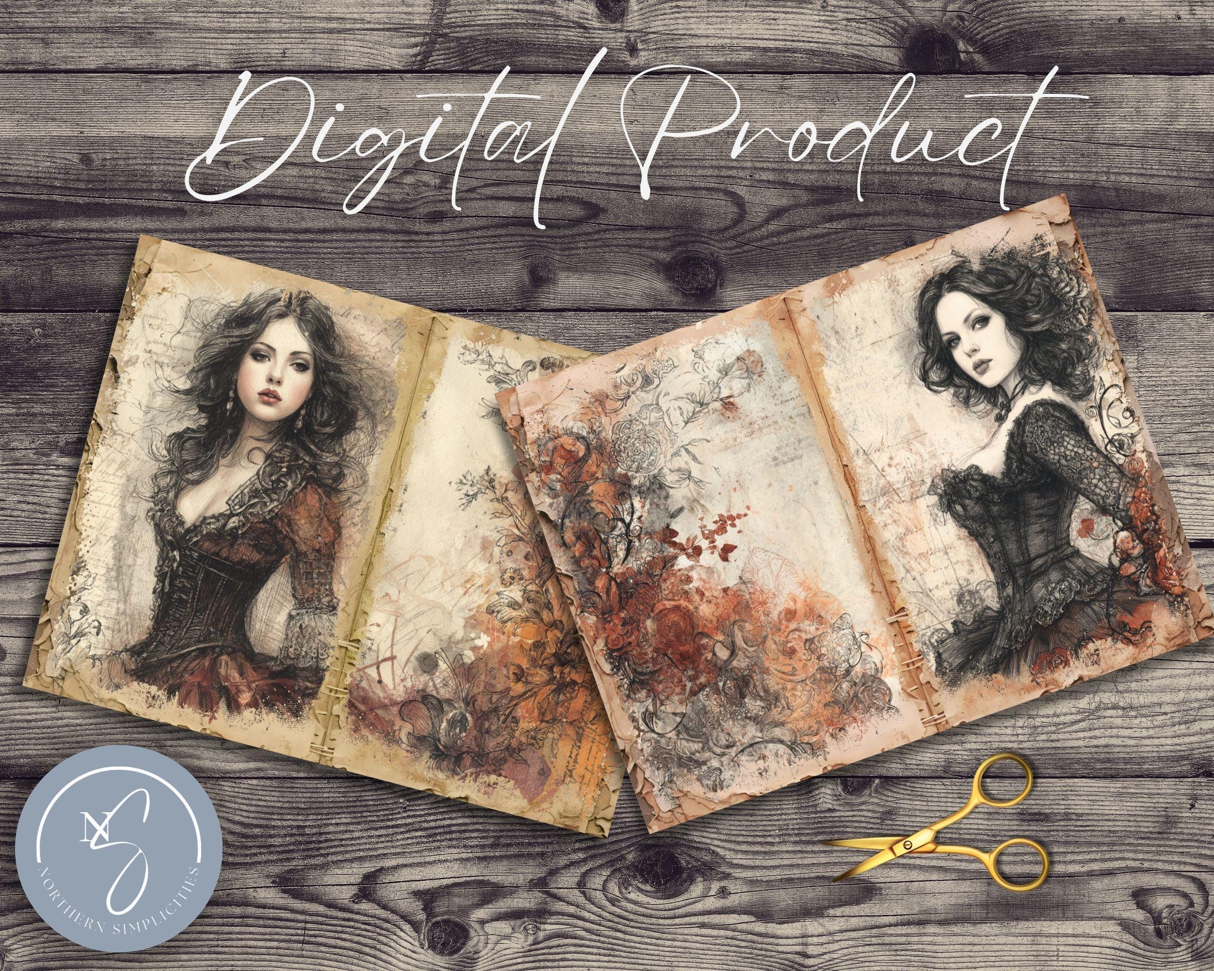Crimson Shadow Gothic Junk Journal Pages Printable Vintage Junk Journal ...