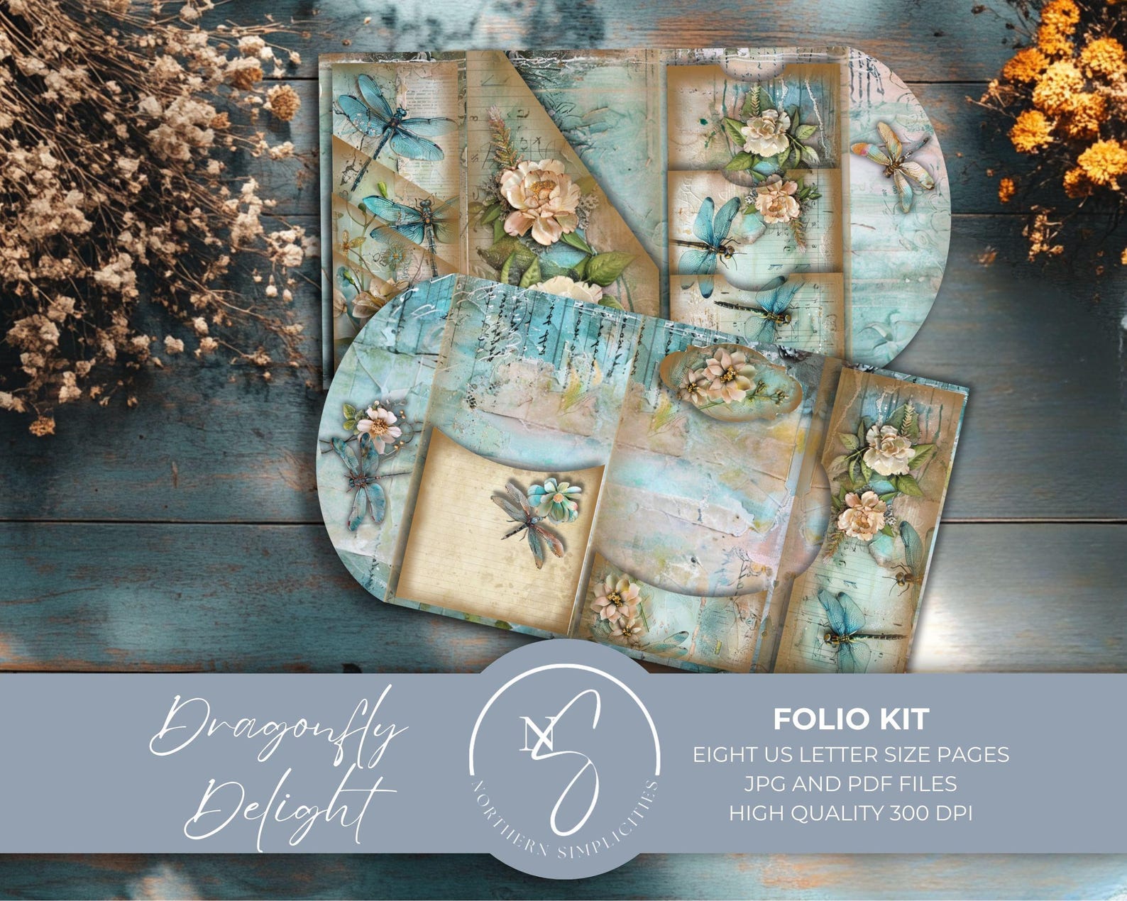 Dragonfly Delight Folio, Vintage Junk Journal Kit, Ephemera, Printable ...