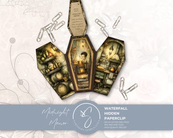 Midnight Manor Frankie Waterfall Hidden Paperclip, Gothic Monster Coffin Tag, 2026, M68