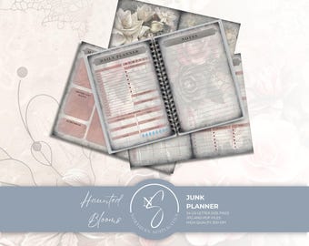 Haunted Blooms Junk Planner, Gothic Floral Spiders Web, 2024, H10