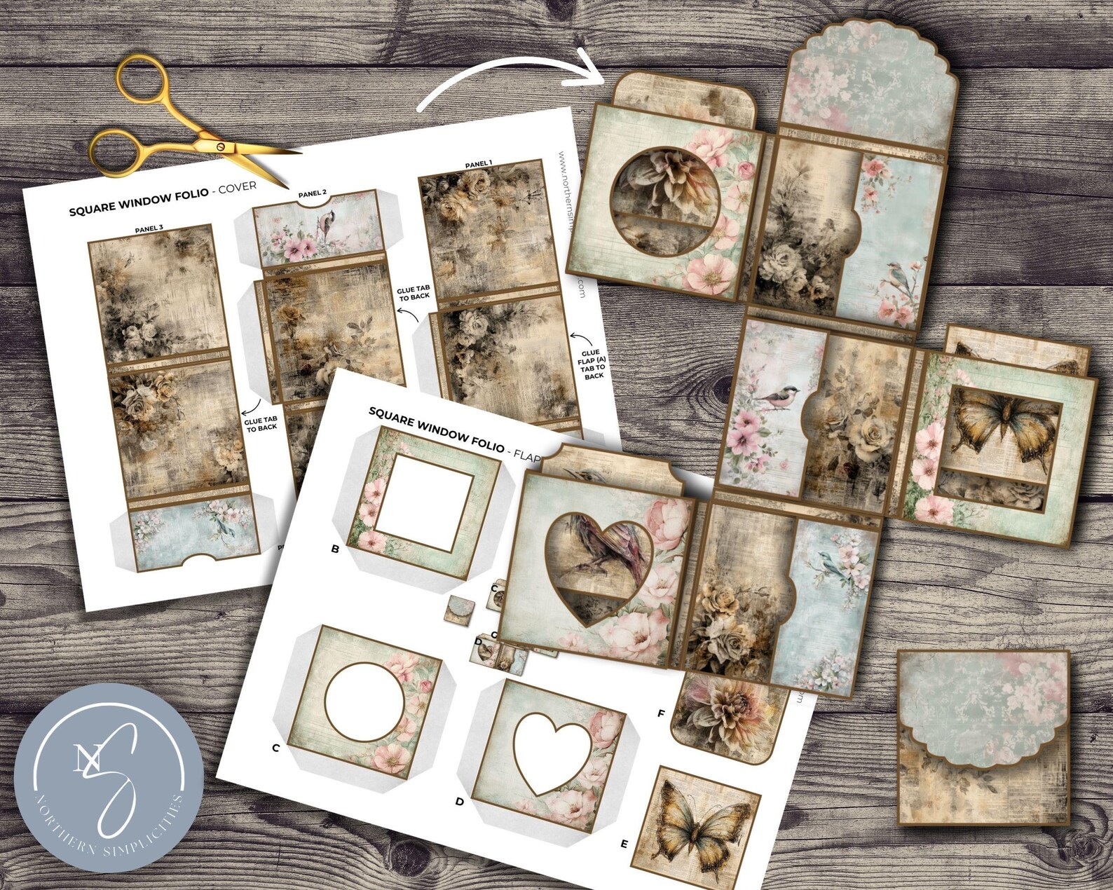Scripted Wings Pocket Folio, Mini Vintage Pockets and Tag Inserts ...