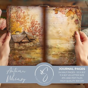 Pagine di diario autunno Whimsy Junk, carte digitali, carta per scrapbooking stampabile, effimeri autunnali, download digitale, kit, 2024, A9