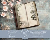 Oriental Oasis Tall Journal Pages printable junk journal supply, papers in a journal digi kit with a vintage Japanese Zen garden, 2025, O31