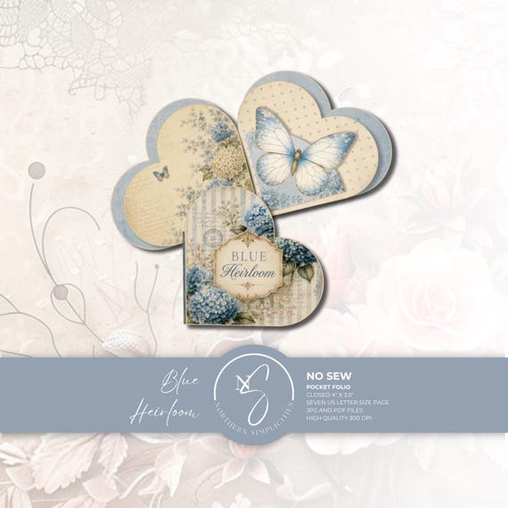 Blue Heirloom No Sew Pocket Folio Sets Mini Journal Printable Craft Kit, 2026