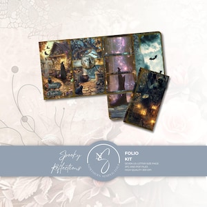 Kit de folio Spooky Reflections, diario tríptico gótico de bruja para Halloween, 2024, S12